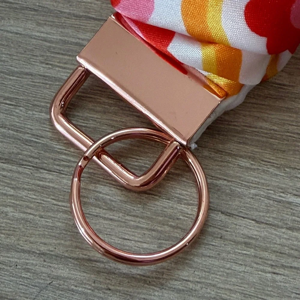 Scrunchie Keychain Wristlet Women OS Pink Orange Retro Floral Handmade